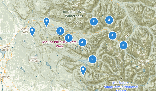 trail locations for Granite Falls, Washington