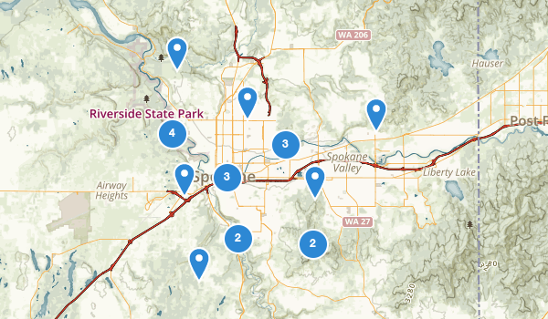 trail locations for Spokane, Washington