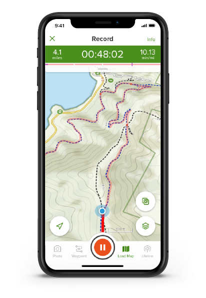 iPhone with trail map