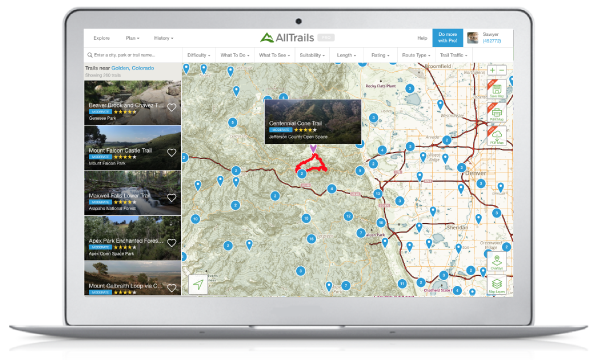 Search 50,000 hiking, camping, trail running, and dog friendly trails