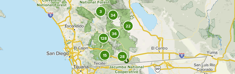 Map of trails in Anza-Borrego Desert State Park, California