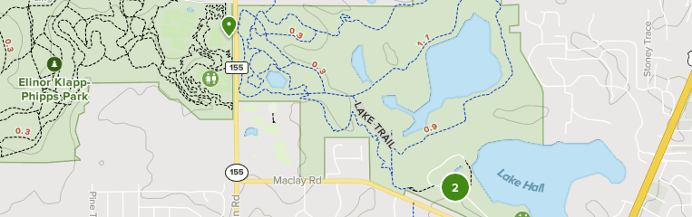 Map of trails in Alfred B. Maclay Gardens State Park, Florida