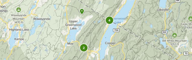 Map of trails in Abram S. Hewitt State Forest, New Jersey