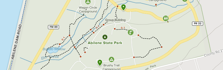 Map of trails in Abilene State Park, Texas
