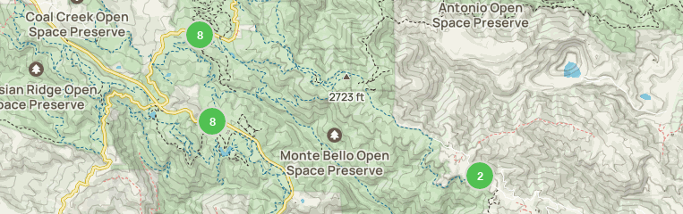 Map of trails in Monte Bello Open Space Preserve, California