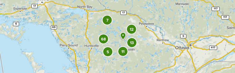 algonquin hiking trails map