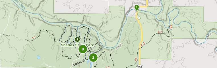 Shades State Park Map Best Trails In Shades State Park | Alltrails