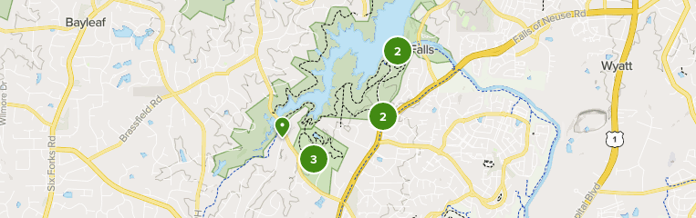 Map of trails in Annie Louise Wilkerson, MD Nature Preserve Park, North Carolina