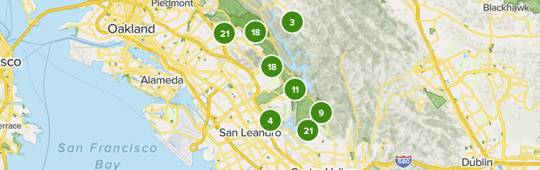 Map of trails in Anthony Chabot Regional Park, California