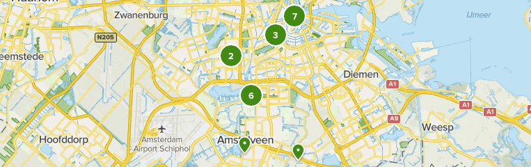 Map of trails in Amsterdam Forest, North Holland, Netherlands
