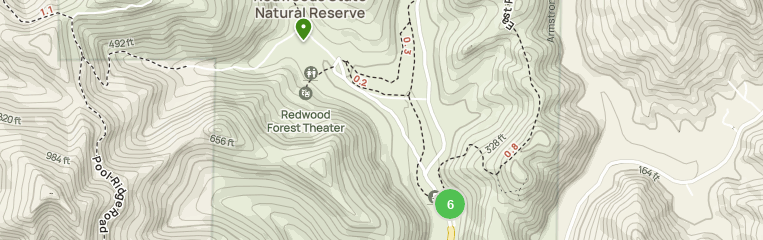 Map of trails in Armstrong Redwoods State Natural Reserve, California