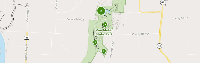Map of trails in Annie and Abel Van Meter State Park, Missouri