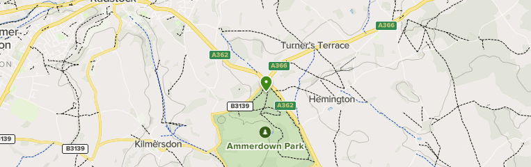 Map of trails in Ammerdown Park, Somerset, England