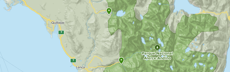 Map of trails in Alerce Andino National Park, Chile