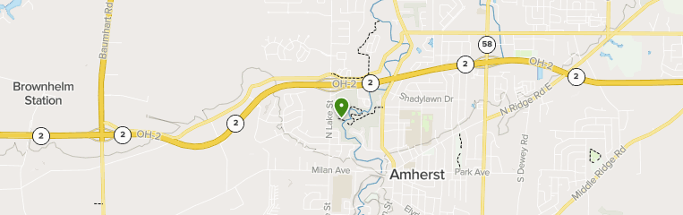 Map of trails in Amherst Beaver Creek Reservation, Ohio
