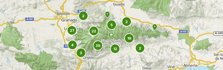 sierra nevada hiking map