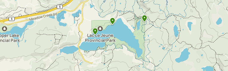Map of trails in Lac Le Jeune Provincial Park, British Columbia, Canada