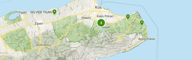 Map of trails in Agios Fokas - Psalidi - Kastelo - Iraklis Nisou Ko, Kos, Greece