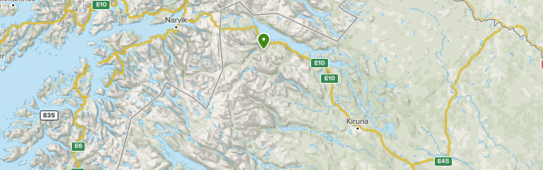 Map of trails in Abisko nationalpark, Norrbotten, Sweden