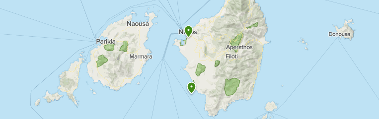 Map of trails in Aliki Dimou Naxou, Naxos, Greece