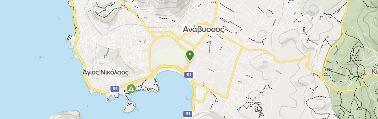 Map of trails in Alykes Anavyssou, Attica, Greece