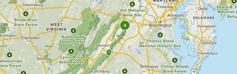 mapa del parque shenandoah