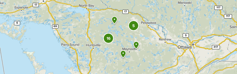 algonquin hiking trails map