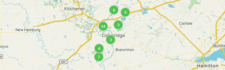 Map of Cambridge Ontario Canada