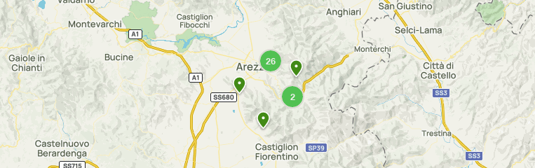 Carte d'Italie : Arezzo, Casentino