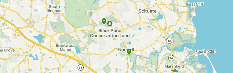 Map featuring bird watching trails in Norwell, Massachusetts