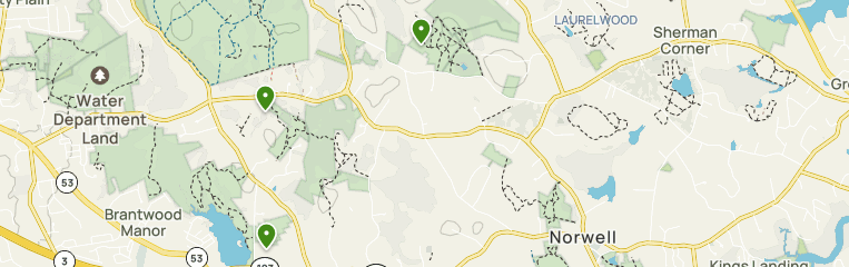 Map outlining the best walking trails in Norwell, Massachusetts