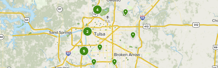 Map of walking trails in Tulsa, Oklahoma