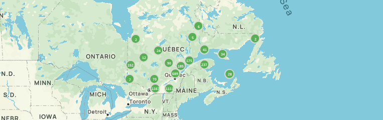Quebec, Canadá: Mapa de senderos para bosque