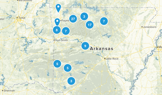 Arkansas Hiking trails Map