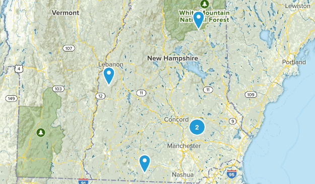 Moderate NH Hikes Map