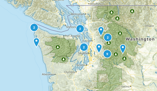 Low Elevation Gain Hikes Map