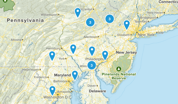 Trails within 2 hours Map