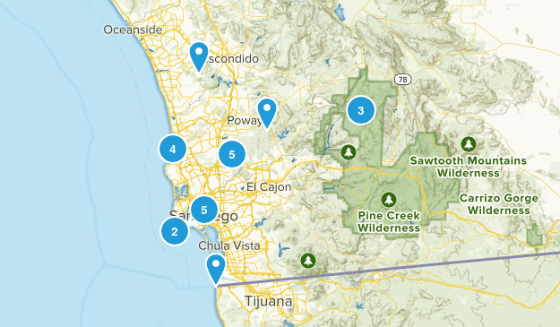 San diego Hiking Trails Map