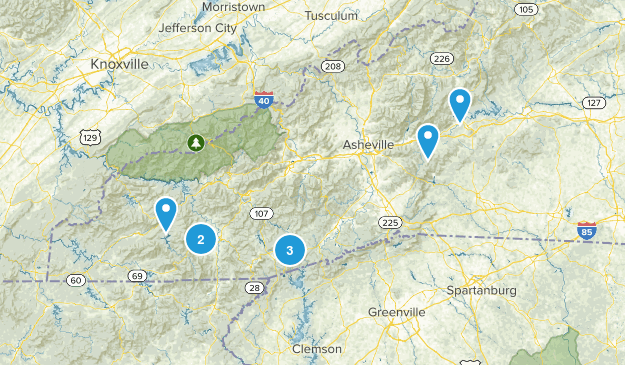 NC Waterfalls Map