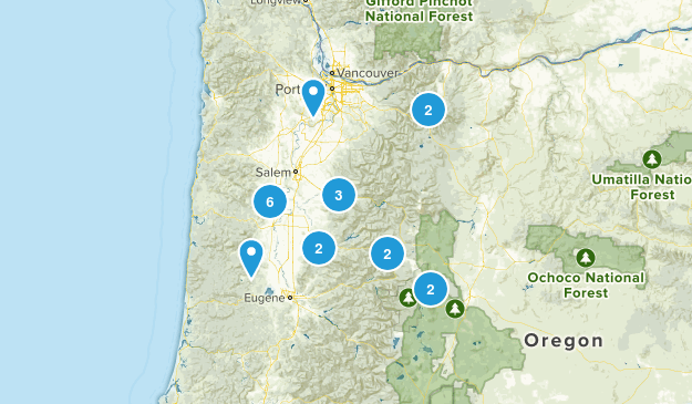 oregon hikes Map