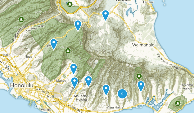 Oahu Hikes Map