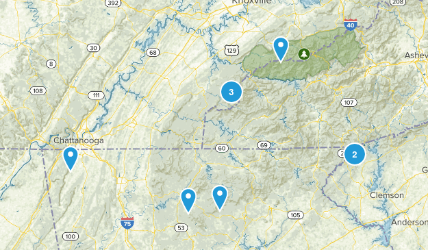 <5 mile river hikes Map
