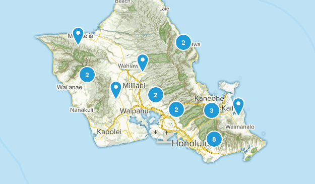 Oahu Hard Trails Map