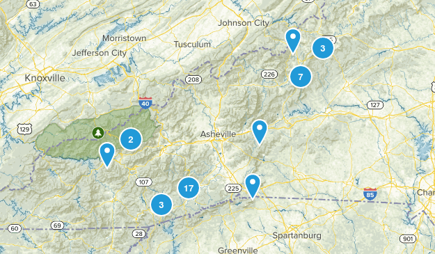NC waterfalls Map