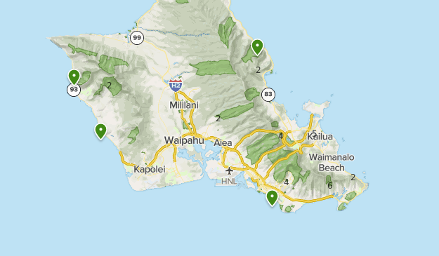 Oahu Hiking Trails Map