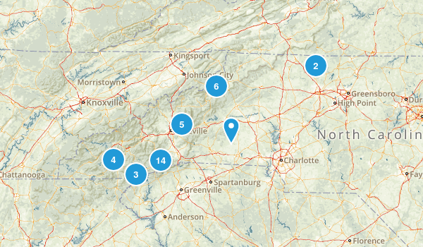NC/SC hikes to do Map