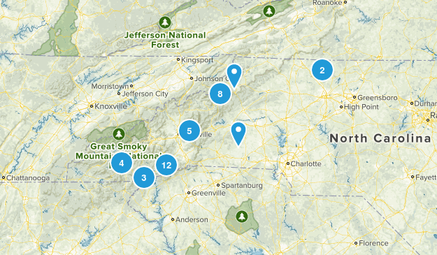 NC/SC hikes to do Map