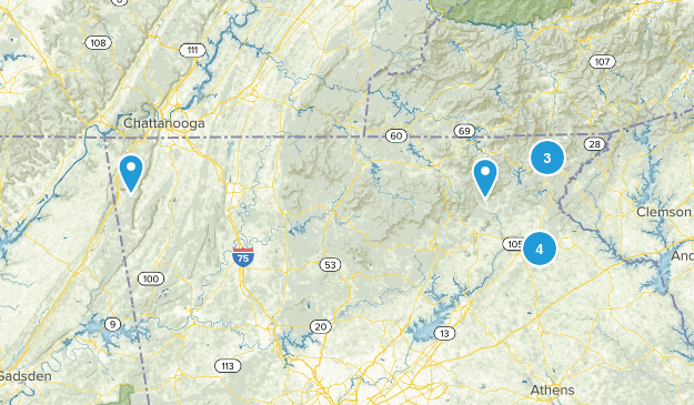 Moderate Day Hikes Map