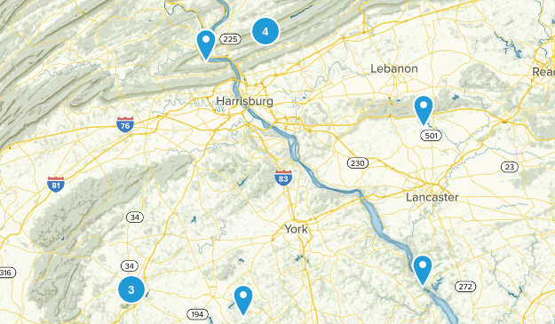 Central PA Hiking Loops Map