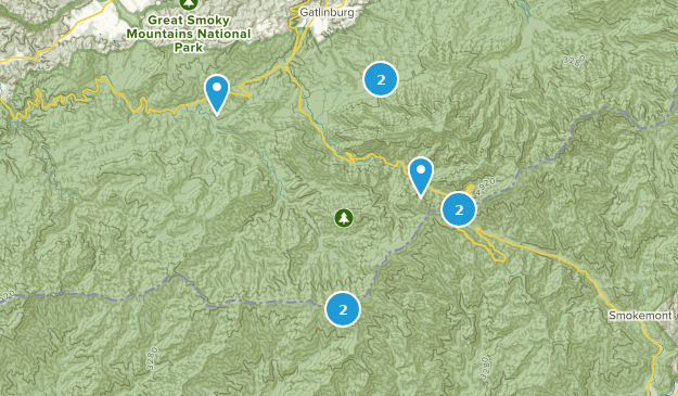 backpacking trails for smoky Map